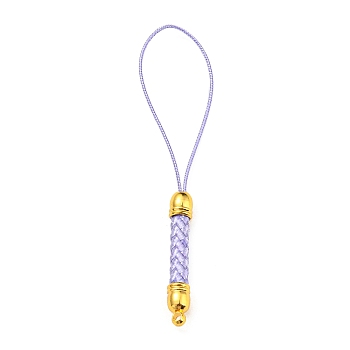 Korean Polyester Thread Pendants Decorations, with Golden Tone Brass Findings, Lilac, 73mm, Hole: 1.6mm