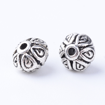 Tibetan Style Alloy Beads, Rondelle, Cadmium Free & Nickel Free & Lead Free, Antique Silver, 7x5mm, Hole: 1mm, about 1400pcs/1000g