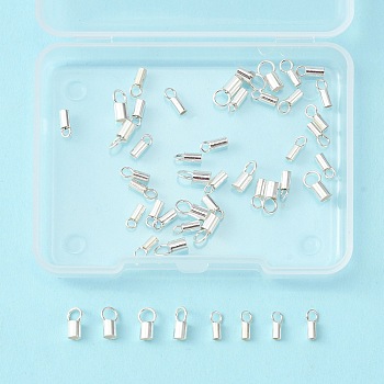 BENECREAT 48Pcs 3 Style 925 Sterling Silver Cord Ends, Silver, 6~6.5x2~3mm, Hole: 2mm, Inner Diameter: 1.3~2mm, 16pcs/style