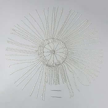 Bohemian Rhinestone Mesh Headpiece Cap, Alloy Head Chain Party Hair Accessories for Women Girls, Silver, 475x5.5mm