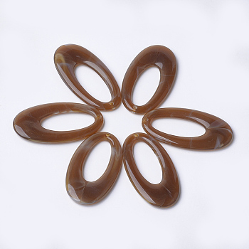 Acrylic Pendants, Imitation Gemstone Style, Oval, Camel, 47x25x4.5mm, Hole: 1.8mm, about 170pcs/500g