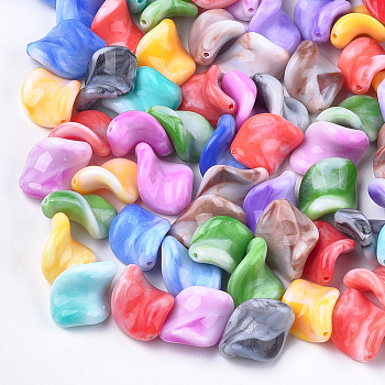 Acrylic Beads, Imitation Gemstone, Twist, Mixed Color, 20x15x5mm, Hole: 1.2mm, about 570pcs/500g