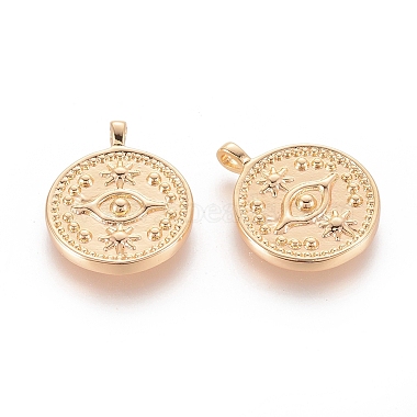 Real Gold Plated Flat Round Brass Pendants