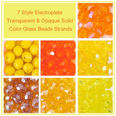 7 Strands 7 Style Electroplate Transparent & Opaque Solid Color Glass Beads Strands(EGLA-HY0001-03A)-5