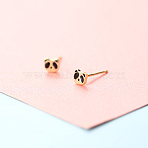 Brass Micro Pave Clear Cubic Zirconia Stud Earrings, Golden, Panda, 5mm(FS-WGE47D1-16)