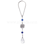 Acrylic & Glass Pendant Decoration, with Iron Chain and Lobster Claw Clasps, Medium Blue, 285mm(HJEW-DR00067)