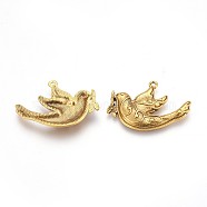 Tibetan Style Alloy Pendants, Peace Dove, Cadmium Free & Nickel Free & Lead Free, Antique Golden, 21x28x3mm, Hole: 1.5mm(X-TIBEP-GC128-AG-NR)