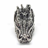 Alloy Rhinestones Finger Rings, Wide Band Rings, Dragon, Antique Silver, Size 10, Siam, 20mm(RJEW-S038-117-20mm)