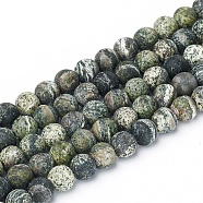 Natural Silver Line Jasper Beads Strands, Frosted, Round, 6.5mm, Hole: 1mm, about 59pcs/strand, 15.57 inch(37cm)(G-L549-01-6mm)