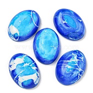 Natural Imperial Jasper Cabochons, Dyed, Oval, Dodger Blue, 25x18~18.5x7mm(G-N342-27C)