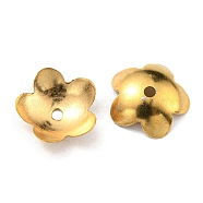 304 Stainless Steel Bead Caps, 5-Petal Flower, Real 18K Gold Plated, 9x9.5x2.5mm, Hole: 1mm(STAS-G310-27A-G)