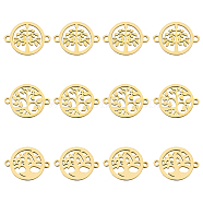 AHADERMAKER 12Pcs 3 Style 304 Stainless Steel Links Connectors, Laser Cut, Flat Round with Tree of Life, Golden, 15.5x20~21x1mm, Hole: 1.5mm, 4pcs/style(STAS-GA0001-28)