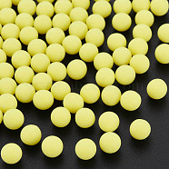 Opaque Acrylic Beads, Frosted, No Hole, Round, Yellow, 6mm, about 3900pcs/500g(PAB702Y-B01-01)