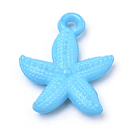 Opaque Acrylic Pendants, Starfish/Sea Stars, Dodger Blue, 23.5x19x4mm, Hole: 2mm, about 830pcs/500g(SACR-Q190-84F)
