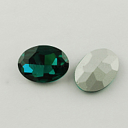 Glass Pointed Back Rhinestone, Back Plated, Faceted, Oval, Teal, 18x25x6mm(RGLA-Q011-18x25mm-14)