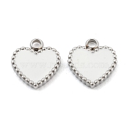 Fashion 304 Stainless Steel Enamel Pendants, Flat Heart, White, Stainless Steel Color, 11x10x2mm, Hole: 1.8mm(STAS-Z009-08P)