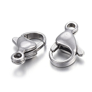 304 Stainless Steel Lobster Claw Clasps, Parrot Trigger Clasps, Stainless Steel Color, 13x8x4mm, Hole: 1.5mm(X-STAS-F182-01P-B)