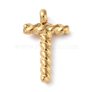 316 Surgical Stainless Steel Pendants & Charms, Golden, Letter T, 14x8.5x2mm, Hole: 2mm(STAS-D031-01T)
