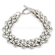 304 Stainless Steel Link Chain Bracelets, with Toggle Clasps, Stainless Steel Color, 7-3/4 inch(19.8cm)(BJEW-P315-01A-P)