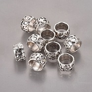Rondelle Tibetan Style Alloy Beads, Lead Free & Cadmium Free, Large Hole Beads, Antique Silver, 13x8mm, Hole: 10mm(LF10982Y)