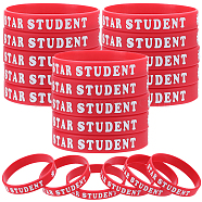 Word Star Student Silicone Cord Bracelet Wristband, Red, Inner Diameter: 2-1/2 inch(6.3cm)(BJEW-WH0018-49A)
