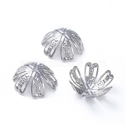 6-Petal 304 Stainless Steel Fancy Bead Caps, Flower , Stainless Steel Color, 17x6.5mm, Hole: 1.5mm(STAS-E466-27P)