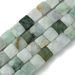 Natural Myanmar Jadeite Beads Strands, Faceted, Square, 8~8.5x8~8.5x3.5~4.5mm, Hole: 0.7mm, about 48pcs/strand, 16.34''(41.5cm)(G-A092-C01-01)