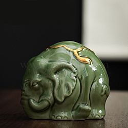 Elephant Ceramic Incense Burners Holder, Aromatherapy Furnace Home Decor, Green, 85x65x100mm(PW-WGBE961-01)