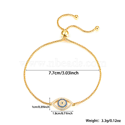 S925 Sterling Silver Evil Eye Link Bracelet, Full Rhinestones Eyes Series for Women, Golden(AK1290-21)