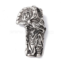 Tibetan Style 304 Stainless Steel Pendants, Vintage Guan Yu Figurine Charm, Antique Silver, 46x26x7mm, Hole: 10x5.2mm(STAS-H170-11AS)