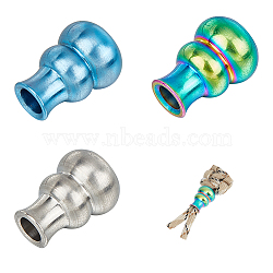 3Pcs 3 Colors Outdoor EDC Tool Titanium Alloy Parachute Rope European Beads, Large Hole Beads. Gourd , Mixed Color, 17.5x12.5mm, Hole: 4.5mm, 1pc/color(FIND-NB0004-97B)