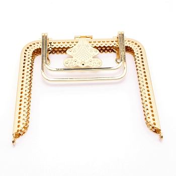 Iron Purse Frames Handles, with Kiss Clasp Locks, for Bag Accessories, Light Gold, 13.5x13.6x2.3cm