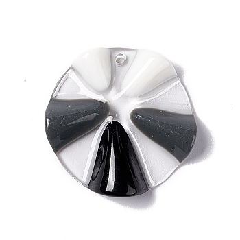 Transparent Resin Pendants, Wavy Flat Round Charm, Black, 26.5x6mm, Hole: 1mm