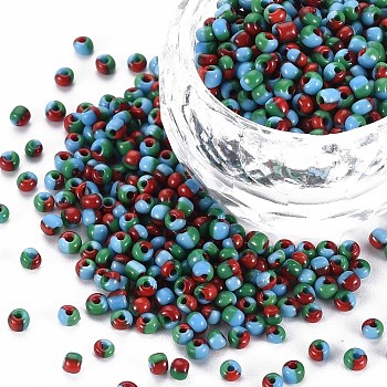 8/0 Glass Seed Beads, Opaque Colours Seep, FireBrick, 3mm, hole:1mm