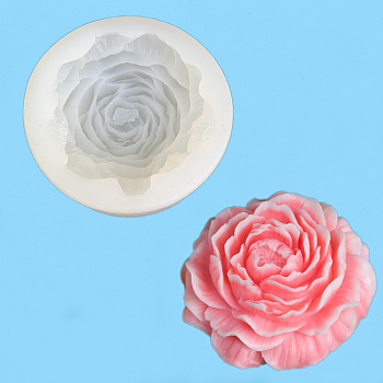 DIY Silicone Flower Candle Molds, for Scented Candle Making, Peony, White, 9.5x3.5cm