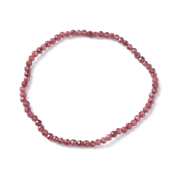 3mm Natural Garnet Beads Stretch Bracelet for Girl Women, Inner Diameter: 2-1/4 inch(5.65cm), Beads: 3mm
