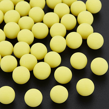 Opaque Acrylic Beads, Frosted, No Hole, Round, Yellow, 8mm, about 1600pcs/500g