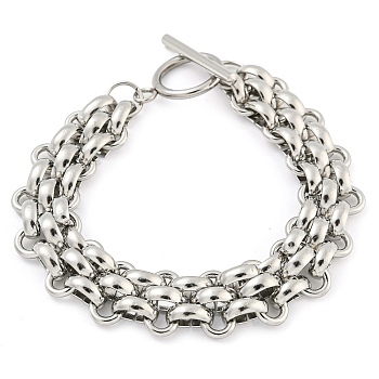 304 Stainless Steel Link Chain Bracelets, with Toggle Clasps, Stainless Steel Color, 7-3/4 inch(19.8cm)