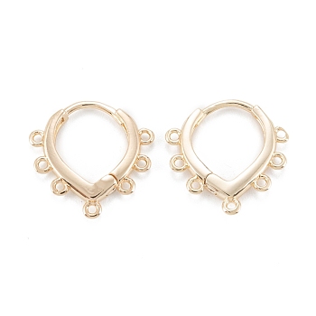 Brass Hoop Earring Findings, with Horizontal Loop, Teardrop, Real 14K Gold Plated, 17.5x18x2.5mm, Hole: 1mm, Pin: 0.7mm