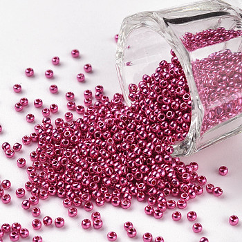 11/0 Grade A Round Glass Seed Beads, Dyed, Camellia, 2.3x1.5mm, Hole: 1mm, about 48500pcs/pound