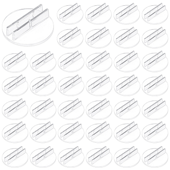 AHADERMAKER Transparent Plastic Card Holder, for Playing Cards Display, Flat Round, Clear, 19.5x11mm, Hole: 2.2mm, 100pcs/set