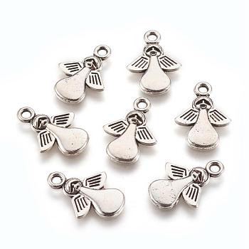 Tibetan Style Angel Alloy Pendants, Cadmium Free & Nickel Free & Lead Free, Antique Silver, 18x13x2mm, Hole: 1.5mm, about 925pcs/1000g