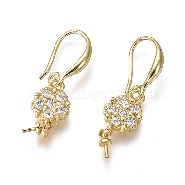 Golden Clear Brass+Cubic Zirconia Earring Hooks