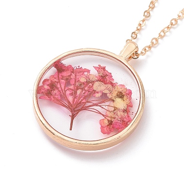 collier pendentif en résine de fleur véritable pressée à sec(X-NJEW-G088-01KCG-03)-2