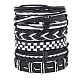 6Pcs 6 Style Adjustable Braided Imitation Leather Cord Bracelet Set with Waxed Cord for Men(BJEW-F458-06)-1