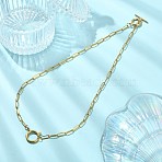 304 Stainless Steel Paperclip Chain Necklaces with OT Clasps and Spring Ring Clasps for Women, Golden, 17.32 inch(44cm)(NJEW-JN06172)