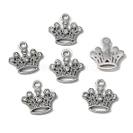 Zinc Alloy with Crystal Rhinestone Pendants, Crown Charms, Platinum, 18.5x18.5x2mm, Hole: 2mm(FIND-WH0126-137A-P)