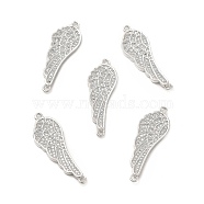 Brass Micro Pave Clear Cubic Zirconia Connector Charms, Wing Links, Platinum, 31.5x11x2mm, Hole: 1.5mm(KK-E068-VB062)