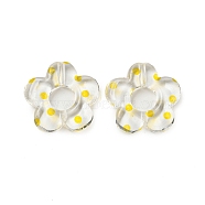 Transparent Printed Acrylic Beads, Flower, Yellow, 19x20x4mm, Hole: 1.6mm(OACR-H124-05A-01)