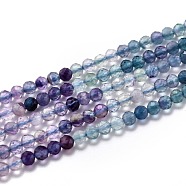 Natural Fluorite Beads Strands, Gradient color, Faceted, Round, 3mm, Hole: 0.7mm, about 135pcs/strand, 15.35 inch(39cm)(G-H266-31B)